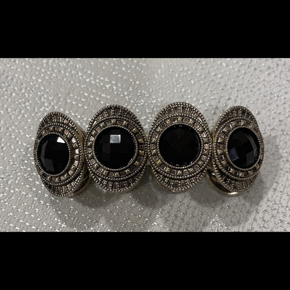 Silver with Black Gems Bracelet